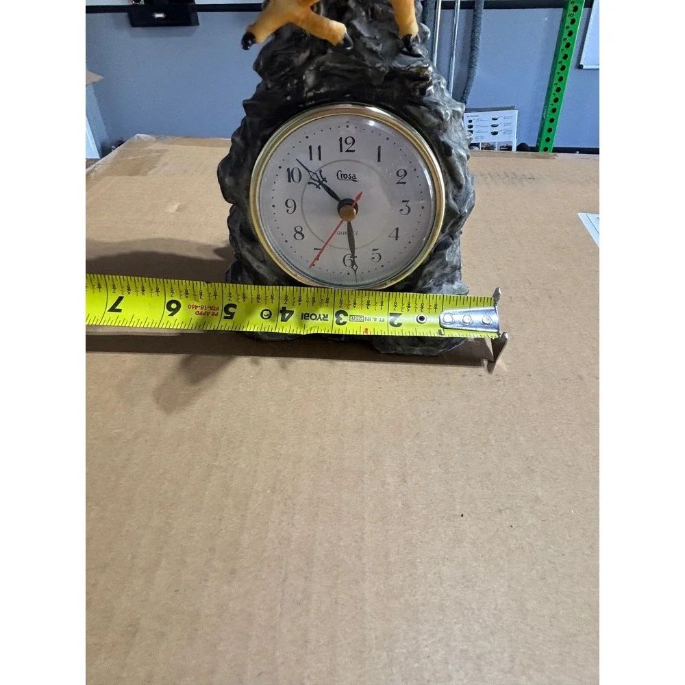 Crosa Vintage Bald Eagle Desk Clock Resin Sculpture 15 Inch Wildlife Decor